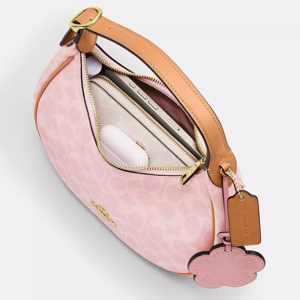 Coach CDW86 Emily Shoulder Bag Signature Canvas With Charms Powder Pink - Picture 3 of 16